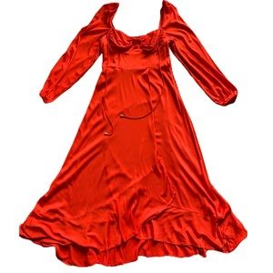 💃🏻 Free People Red Maxi Wrap Dress w/hi-lo Hem